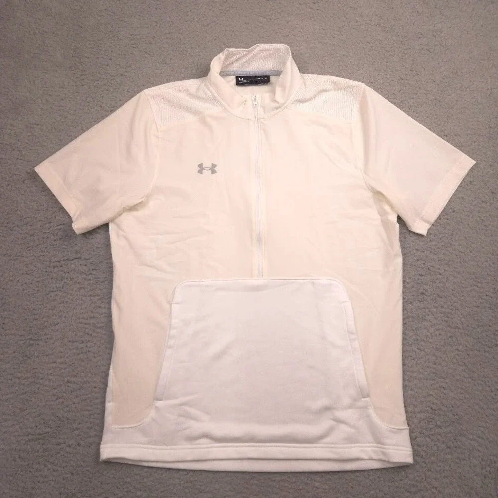 Under Armour 1370375 Men's 2-Tone Half Zip Training Shirt White Cream M